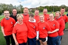 Londonderry Park - Football Tournament for Kyle Robson who has Perthes Disease.Pictured are L-R Mark Jeremy, Brian Robson, Ann Robson, Gary Robson, Kyle Robson, David Robson, Laura Robson, Darren Porter, Louise Lewis, Paula Robson and Scott Crawford. SG49-30-05-19